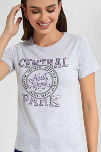 Redtag-Grey-Cental-Park-Print-T-Shirt-Category:T-Shirts,-Colour:Grey,-Filter:Women's-Clothing,-New-In,-New-In-Women,-Non-Sale,-S22D,-Section:Women,-TBL,-Women-T-Shirts-Women's-