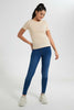 Redtag-Beige--Crew-Neck-T-Shirt-Graphic-T-Shirts-Women's-