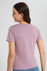 Redtag-Mauve-Kindness-Embellished-T-Shirt-Category:T-Shirts,-Colour:Mauve,-Filter:Women's-Clothing,-New-In,-New-In-Women,-Non-Sale,-S22D,-Section:Women,-TBL,-Women-T-Shirts-Women's-