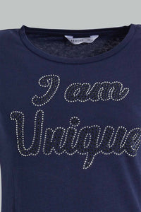 Redtag-Navy-Unique-Embellished-T-Shirt-Embellished-T-Shirts-Women's-