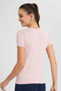 Redtag-Blush--Crew-Neck-T-Shirt-Category:T-Shirts,-Colour:Pink,-Filter:Women's-Clothing,-New-In,-New-In-Women,-Non-Sale,-S22D,-Section:Women,-TBL,-Women-T-Shirts-Women's-