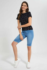 Redtag-Black-Nyc-Allover-Print-T-Shirt-Category:T-Shirts,-Colour:Black,-Filter:Women's-Clothing,-New-In,-New-In-Women,-Non-Sale,-S22D,-Section:Women,-TBL,-Women-T-Shirts-Women's-