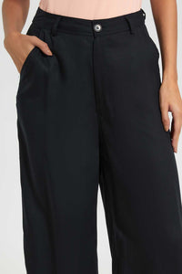 Redtag-Black-Pocket-Cropped-Pant-Culottes-Women's-