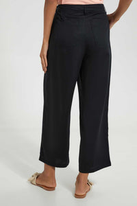 Redtag-Black-Pocket-Cropped-Pant-Culottes-Women's-