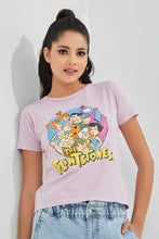 تنزيل الصورة على معرض الصور، Redtag-Pink-Flintstone-Printed-T-Shirt-Graphic-T-Shirts-Women&#39;s-
