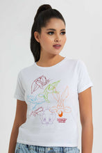 تنزيل الصورة على معرض الصور، Redtag-White-Looney-Tunes-Printed-T-Shirt-Graphic-T-Shirts-Women&#39;s-
