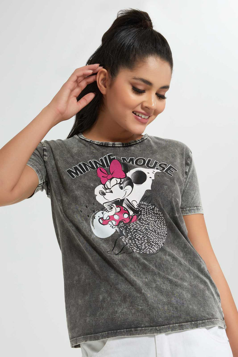 Redtag-Acid-Wash-Minnie-Mouse-Printed-T-Shirt-Graphic-T-Shirts-Women's-