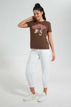 تنزيل الصورة على معرض الصور، Redtag-Brown-Looney-Tunes-Printed-T-Shirt-Graphic-T-Shirts-Women&#39;s-
