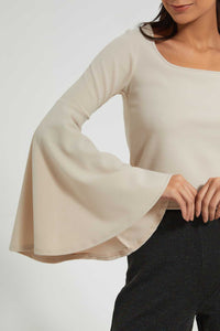 Redtag-Beige-Wide-Sleeve-Blouse-Tops-Women's-