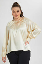 Load image into Gallery viewer, Redtag-Cream-Satin-Blouse-Blouses-Women&#39;s-
