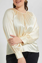 Load image into Gallery viewer, Redtag-Cream-Satin-Blouse-Blouses-Women&#39;s-
