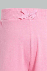 Redtag-Assorted-Dark-Pink-&-White-Solid-2Pcs-Pack-Active-Pant-Joggers-Infant-Girls-3 to 24 Months