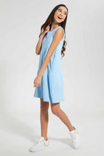 Load image into Gallery viewer, Redtag-Light-Blue-Tiered-Knitted-Dress-Dresses-Senior-Girls-9 to 14 Years
