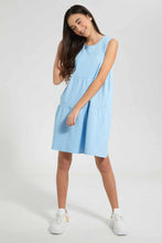 Load image into Gallery viewer, Redtag-Light-Blue-Tiered-Knitted-Dress-Dresses-Senior-Girls-9 to 14 Years
