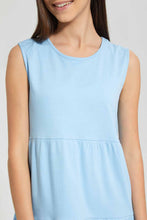 Load image into Gallery viewer, Redtag-Light-Blue-Tiered-Knitted-Dress-Dresses-Senior-Girls-9 to 14 Years
