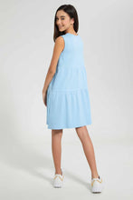 Load image into Gallery viewer, Redtag-Light-Blue-Tiered-Knitted-Dress-Dresses-Senior-Girls-9 to 14 Years
