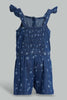 Redtag-Blue-Floral-Aop-Denim-Jumpsuit-Jumpsuits-Infant-Girls-3 to 24 Months