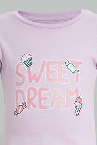 Redtag-Lilac-One-In-A-Sweat-Dream-Pyjama-Set-Pyjama-Sets-Infant-Girls-3 to 24 Months