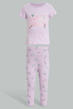 Load image into Gallery viewer, Redtag-Lilac-One-In-A-Sweat-Dream-Pyjama-Set-Pyjama-Sets-Infant-Girls-3 to 24 Months
