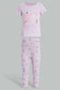 Redtag-Lilac-One-In-A-Sweat-Dream-Pyjama-Set-Pyjama-Sets-Infant-Girls-3 to 24 Months