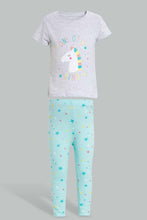 Load image into Gallery viewer, Redtag-Grey-And-Mint-One-Of-A-Kind-Pyjama-Set-Pyjama-Sets-Infant-Girls-3 to 24 Months
