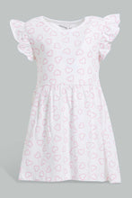 Load image into Gallery viewer, Redtag-White-Printed-/-Solid-Fuchsia-2Pc-Pack-Knit-Dress-Dresses-Infant-Girls-3 to 24 Months
