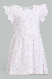 Redtag-White-Printed-/-Solid-Fuchsia-2Pc-Pack-Knit-Dress-Dresses-Infant-Girls-3 to 24 Months