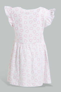 Redtag-White-Printed-/-Solid-Fuchsia-2Pc-Pack-Knit-Dress-Dresses-Infant-Girls-3 to 24 Months
