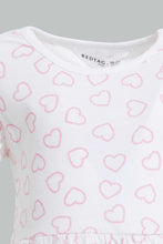 Load image into Gallery viewer, Redtag-White-Printed-/-Solid-Fuchsia-2Pc-Pack-Knit-Dress-Dresses-Infant-Girls-3 to 24 Months
