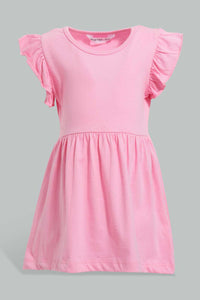 Redtag-Baby-Pink-Printed-/-Solid-Mint-2Pc-Pack-Knit-Dress-Dresses-Infant-Girls-3 to 24 Months