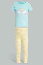 Load image into Gallery viewer, Blue And Yellow Rainbow Pyjama Set For Baby Girls (2 Piece)
