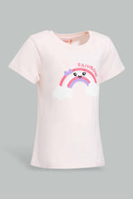 Load image into Gallery viewer, Redtag-Pink-Rainbow-Printed-T-Shirt-Category:T-Shirts,-Colour:Pink,-Filter:Infant-Girls-(3-to-24-Mths),-ING-T-Shirts,-New-In,-New-In-ING-APL,-Non-Sale,-S22B,-Section:Kidswear,-TBL-Infant-Girls-
