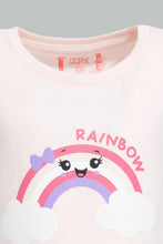 Load image into Gallery viewer, Redtag-Pink-Rainbow-Printed-T-Shirt-Category:T-Shirts,-Colour:Pink,-Filter:Infant-Girls-(3-to-24-Mths),-ING-T-Shirts,-New-In,-New-In-ING-APL,-Non-Sale,-S22B,-Section:Kidswear,-TBL-Infant-Girls-
