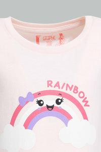 Redtag-Pink-Rainbow-Printed-T-Shirt-Category:T-Shirts,-Colour:Pink,-Filter:Infant-Girls-(3-to-24-Mths),-ING-T-Shirts,-New-In,-New-In-ING-APL,-Non-Sale,-S22B,-Section:Kidswear,-TBL-Infant-Girls-