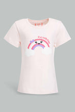Load image into Gallery viewer, Redtag-Pink-Rainbow-Printed-T-Shirt-Category:T-Shirts,-Colour:Pink,-Filter:Infant-Girls-(3-to-24-Mths),-ING-T-Shirts,-New-In,-New-In-ING-APL,-Non-Sale,-S22B,-Section:Kidswear,-TBL-Infant-Girls-
