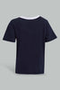 Redtag-Red-And-Navy-Color-Block-Mickey-Mouse-Graphic-T-Shirts-Infant-Boys-3 to 24 Months