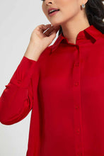 تنزيل الصورة على معرض الصور، Redtag-Red-Satin-Shirt-Casual-Shirts-Women&#39;s-
