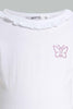 Redtag-White-S/Sleeve-T-Shirt-With-Ruffles-At-Neck-Graphic-T-Shirts-Girls-2 to 8 Years