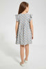 Redtag-Grey-Melange-Aop-Dress-Dresses-Girls-2 to 8 Years