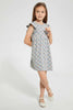 Redtag-Grey-Melange-Aop-Dress-Dresses-Girls-2 to 8 Years