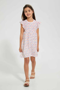 Redtag-White-Aop-Dress-Dresses-Girls-2 to 8 Years