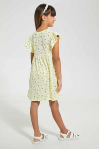 Redtag-Yellow-Aop-Dress-Dresses-Girls-2 to 8 Years