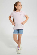 تنزيل الصورة على معرض الصور، Redtag-Pink-S/Sleeve-T-Shirt-With-Ruffles-At-Neck-Graphic-T-Shirts-Girls-2 to 8 Years
