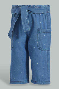 Redtag-Blue-Side-Pockets-Jogger-Jeans-Jogger-Fit-Infant-Girls-3 to 24 Months