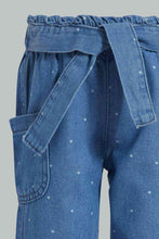 Load image into Gallery viewer, Redtag-Blue-Side-Pockets-Jogger-Jeans-Jogger-Fit-Infant-Girls-3 to 24 Months
