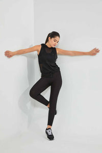 Redtag-Black-Hoodie-Sleeveless-Mesh-Sweatshirt-Active-Sweatshirts-Women's-