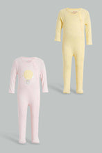 Load image into Gallery viewer, Redtag-Yellow-And-Pink-Balloons-2-Piece-Pack-Sleep-Suit-Sleepsuits-Baby-0 to 12 Months
