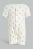 Redtag-Beige-Teddy-Bear-2-Piece-Pack-Sleep-Suit-Sleepsuits-Baby-0 to 12 Months