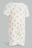 Redtag-Beige-Teddy-Bear-2-Piece-Pack-Sleep-Suit-Sleepsuits-Baby-0 to 12 Months