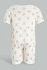 Redtag-Beige-Teddy-Bear-2-Piece-Pack-Sleep-Suit-Sleepsuits-Baby-0 to 12 Months